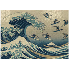 Foam Classic Jigsaw Puzzles Ambesonne Ukiyo-e Wave Jigsaw Puzzle Flying Surfers Asian 1000 pcs Navy Blue Ivory Seafoam s- Multi Color