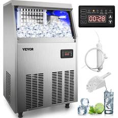 Ice Makers VEVOR 88 lb. Freestanding Commercial Ice Maker in Silver Stainless Steel with 19 lb. Ice Bin with LED Panel, 110-Volt