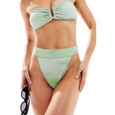 Gröna Bikiniunderdelar Vero Moda – och matcha – Grön, batikmönstrad bikiniunderdel brazilian-modell hög midja-Grön/a