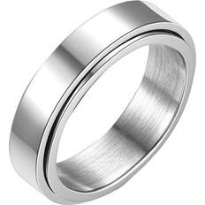 Silver Plated - Unisex Rings Welling Unisex Ring Geometric Artistic Titanium Steel Rotatable Outer Finger Ring for Party