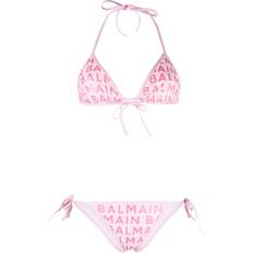 Balmain Women Bikinis Balmain logo-print bikini set women Polyamide/Elastane/Polyamide/Elastane Pink