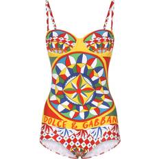 Dolce & Gabbana Red Swimsuits Dolce & Gabbana Carretto-print one-piece swimsuit women Nylon/Spandex/Elastane/Nylon/Spandex/Elastane Red