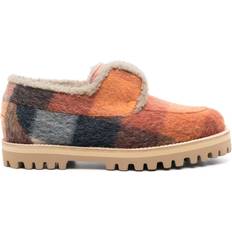 Orange Loafers LE SILLA Yacht checkerboard-pattern felted loafers women Wool Felt/Lambskin/Rubber Orange