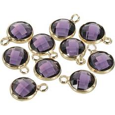 Crystal Charms & Pendants Uxcell Crystal Birthstone Charm February Pendants Drop Bead Purple for Jewelry Making Pack