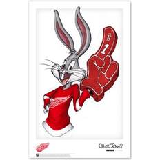 Red Posters S. Preston Art & Designs Bugs Bunny Detroit Red Wings Tunes Print Poster