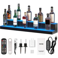 VEVOR LED Belyst Flaskdisplaystativ 40" 2-stegs Vinställ