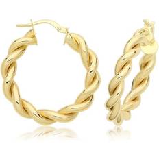 Gold Jewellery 9ct Yellow 20mm Plated Hoop Earrings ER1216-20 Siz