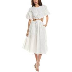 Jason Wu Puff Sleeve Cutout Midi Dress