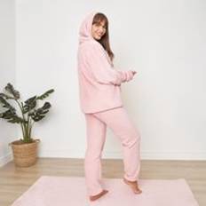 Dreamscene Sherpa fodrad fleece pyjamas set toppbyxor pyjamas paket med 2 Rosa rouge