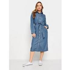 Midi Dresses - Tencel M&Co Tencel Denim Midi Dress Blue