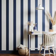 Dunelm Stripe Navy Wallpaper Navy