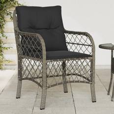 Seat Cushion Patio Chairs vidaXL Garden Chairs with Cushions 2 Pcs Grey Poly Rattan