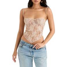 Florals - Women Tank Tops House of CB Fernanda Semisheer Crop Lace Camisole