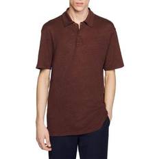 Linen Polo Shirts Sandro Beach Marled Regular-fit Linen Polo Shirt - Bruns