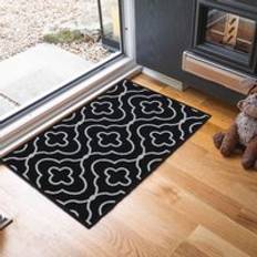 Serdim Rugs Machine Washable Quatrefoil Anti Black
