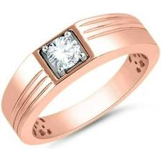 Men - Rose Gold Rings 0.33CT Moissanite VVS1 Round Cut Solitaire Ring 18K Rose Gold over for Men for Special Occasion