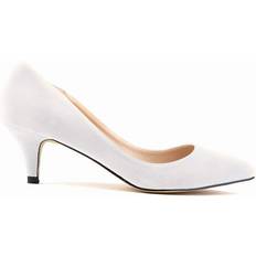 XZGSTORE US6 AU5.5/6 EUR37 23.5cm, White Women Pumps OL Shoes High Heels Ladies Comfortable Low Office Suede Pumps