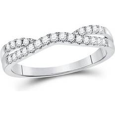 Jewelry Jewelry Outlet 14kt White Gold Womens Round Diamond Ring Contour Enhancer Wedding Band 1/4 Cttw