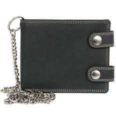 Grey Wallets FLW dark grey biker's spacious genuine leather wallet with a chain - Grey