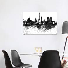 Latitude Run Paris Skyline Black & White Drops Framed Art