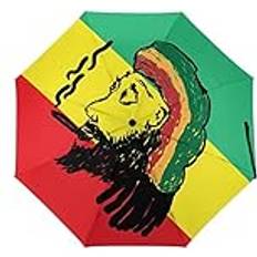 Umbrellas SONGTING Porträtt rastafarian med en cigarett reseparaply vindtätt UV regn paraply bärbart vikbart paraply automatiskt