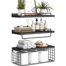 Gracie Oaks Floating Wood/Metal Wall Shelf