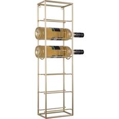 Present Time Wall-mounted 6 Bottles Gold-look Metal Wine Rack