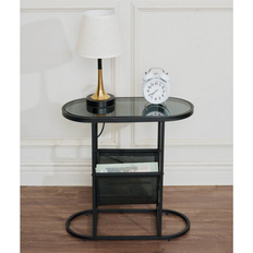 Ebern Designs Black Bedside Tables Ebern Designs Gitlow Nightstand Glass/Metal Bedside Table