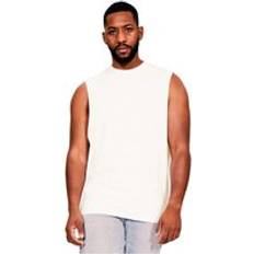 5XL Tank Tops Casual Classics Ringspun Cotton Drop Arm Holes Tank Top Ecru