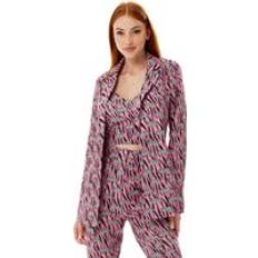 Purple Blazers Liquorish Mixed Animal Print Blazer in Purple