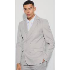 Harmaa - Mies Blazerit boohooMAN Window Check Double Breasted Blazer - Grey