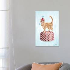 Happy Larry Cat on Pouf Sally B Framed Art