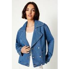 Denim Coats Oasis Denim Short Trench Coat Mid Wash