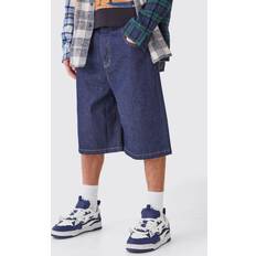 W24 Shorts boohooMAN Mens Denim Jorts In Indigo Blue