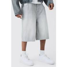 Farkkushortsit - Harmaa boohooMAN Tall Denim Jorts - Light Grey