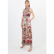 Viscose Jumpsuits & Overalls Karen Millen Viscose Border Print Woven Halter Jumpsuit Floral