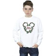 Mickey Mouse Sweatshirts Children's Clothing Disney Mouse Merry Christmas Holly Sweatshirt White 5-6 Years