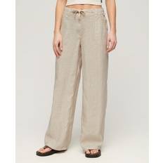 Superdry Women Trousers Superdry Damen Leinenhose mit Niedriger Leibhöhe Beige Größe: Beige