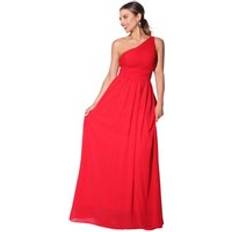 Krisp One Shoulder Evening Maxi Dress Red