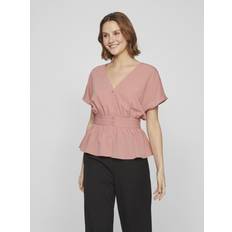 Recycled Fabric Blouses Vila Buttoned Short Sleeved Top