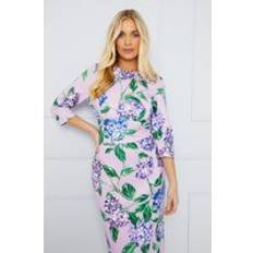 Wallis Petite Occasion Floral Scuba Midi Dress Lilac