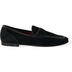 Dolce & Gabbana Low Shoes Dolce & Gabbana Black Velvet Slip On Loafers Dress Shoes EU42/US9 Black