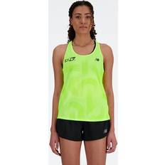 Giallo Canottiere New Balance athletics london edition gelb tanktop damen