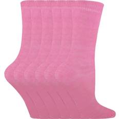 Sock Snob Pairs Kids Boys Girls Mid Calf Solid Color Casual Cotton Dress Pink 9-11 UK