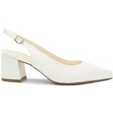Paradox London Wide Fit Dyeable Satin 'Blanche' Mid Block Heel Court Shoes Ivory