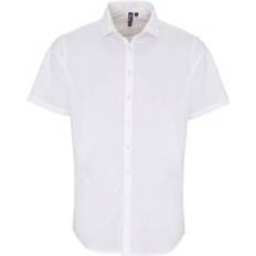 Elastane/Lycra/Spandex Shirts Premier Poplin Stretch Short-Sleeved Shirt White