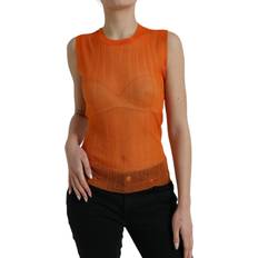 Orange Tank Tops Dolce & Gabbana See-Through Crew Neck Tank Top Orange