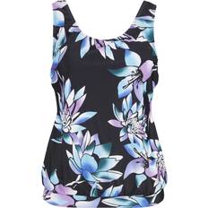 Elastane/Lycra/Spandex Tankinis Bonprix Floral Print Loose Fit Tankini Top Black Blue