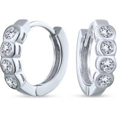 Jewelry Bling Jewelry Round Solitaire Bezel Set CZ Cubic Zirconia Kpop Huggie Hoop Earrings For Women For Men 925 Silver