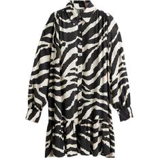 H&M Oversized Shirt Dress - Dark Grey/Zebra Print